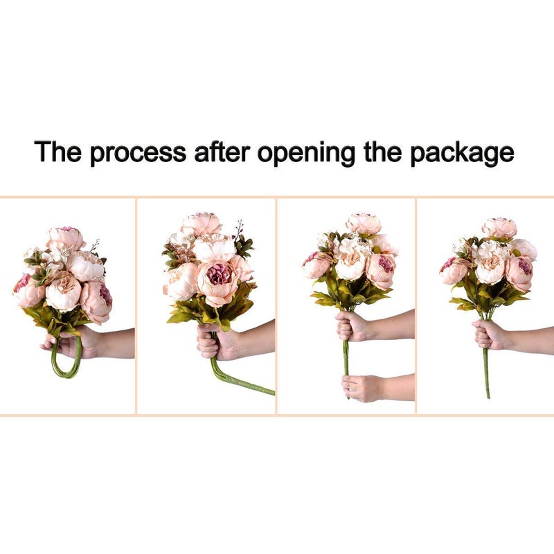 Louiesya 2 Packs of Artificial Peony Flowers Silk Peonies Fake Flower Bouquet Arrangements for Home Wedding Party Decoration (Blue Greenï¼Œ2 Packs) - Image 4